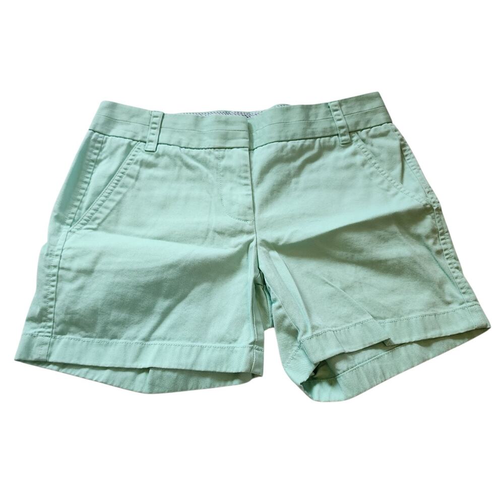 J Crew Womens Midi Chino Shorts Size 0 Light Blue Mid Rise Twill